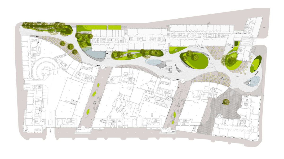 Die Welle Frankfurt, site plan by LAND Germany