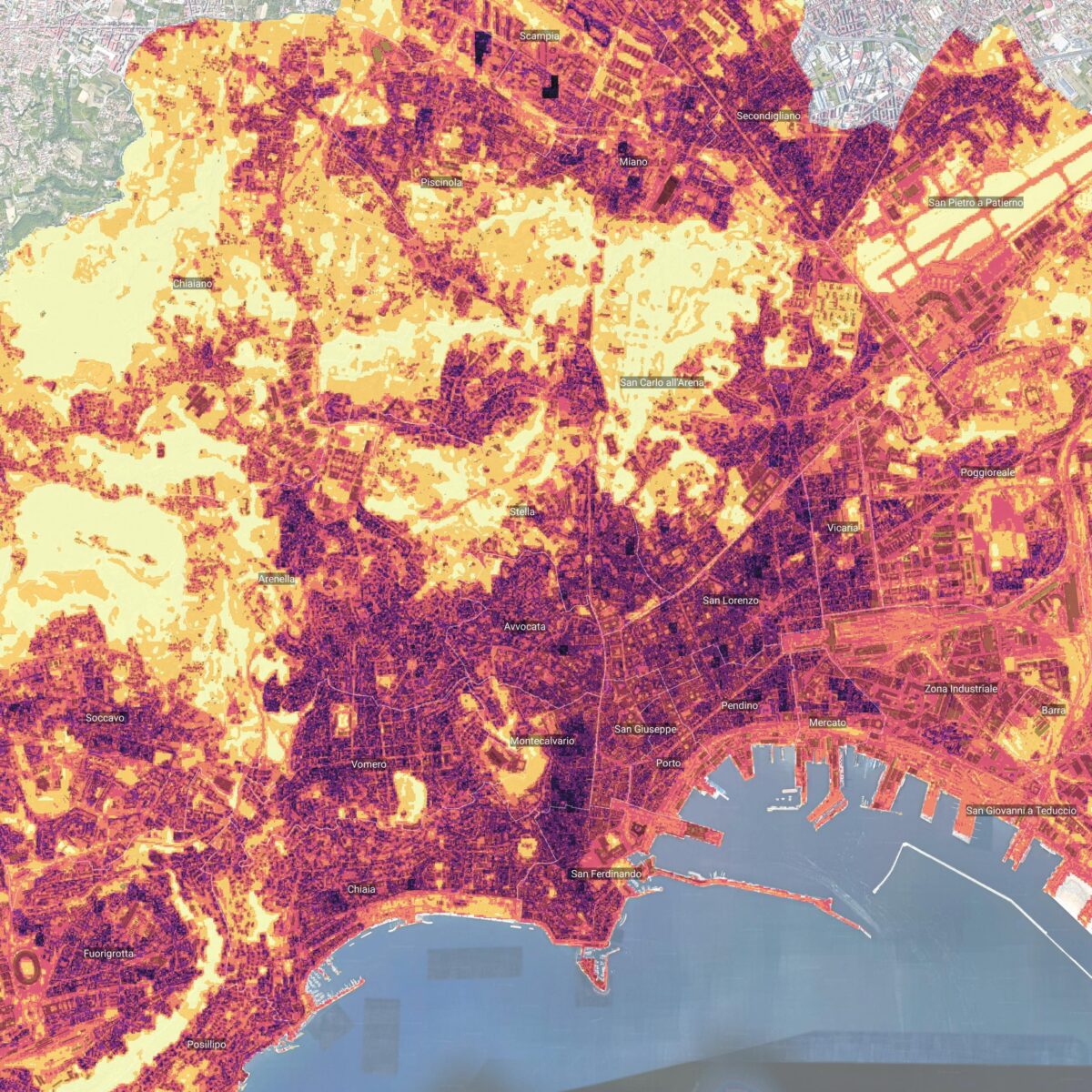 Naples case study from UrbAnalytics project: Heatwave Potential Risk index at urban scale