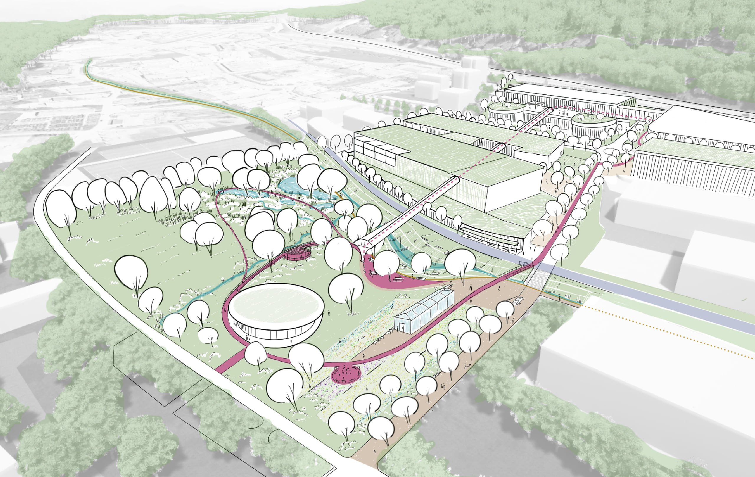 The master plan as an opportunity to connect spatial planning and industrial development. Sketch by Pier Paolo Hurle, LAND