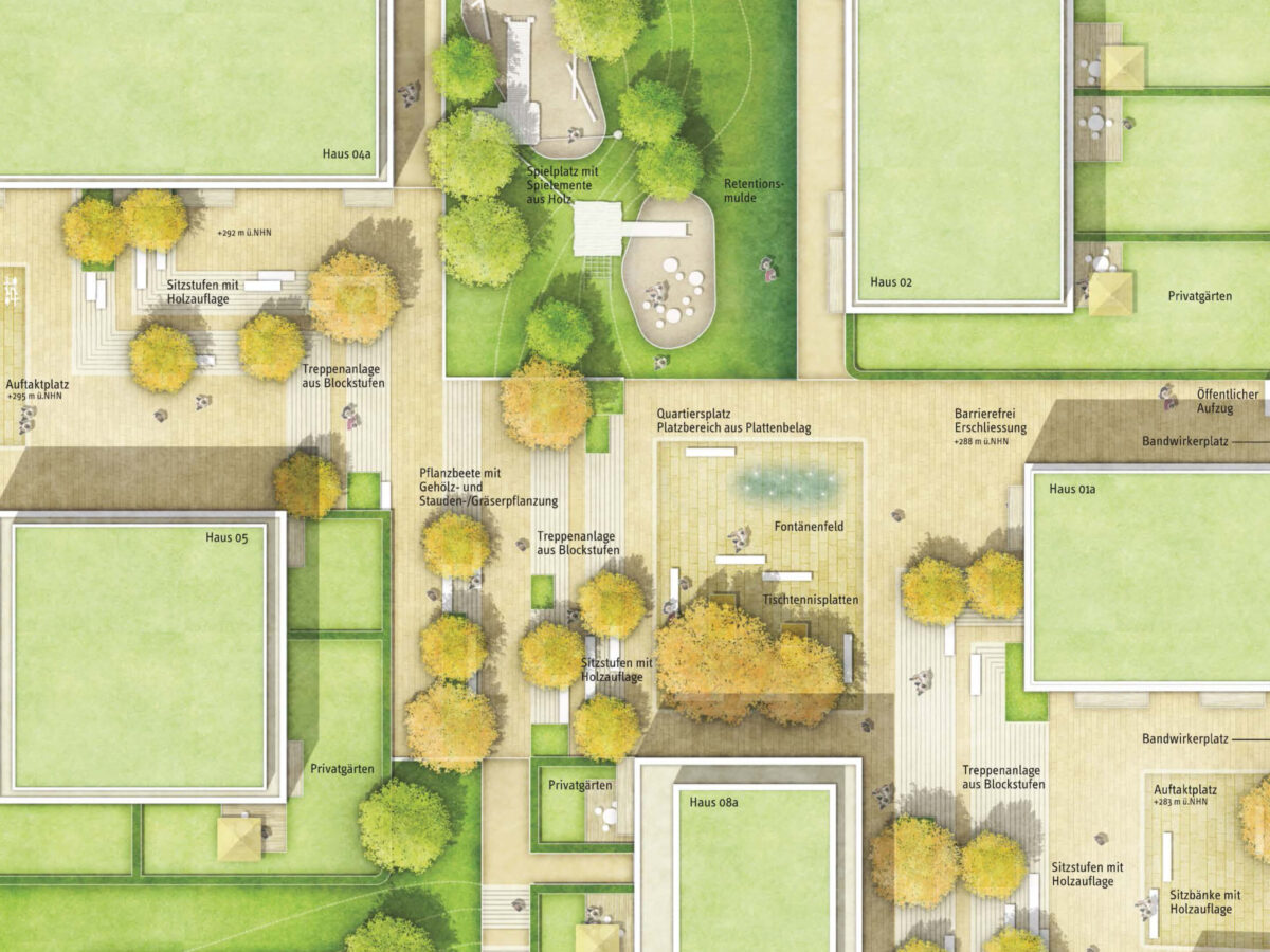 LAND Germany Wuppertal Bandwirkerquartier competition design site plan up close