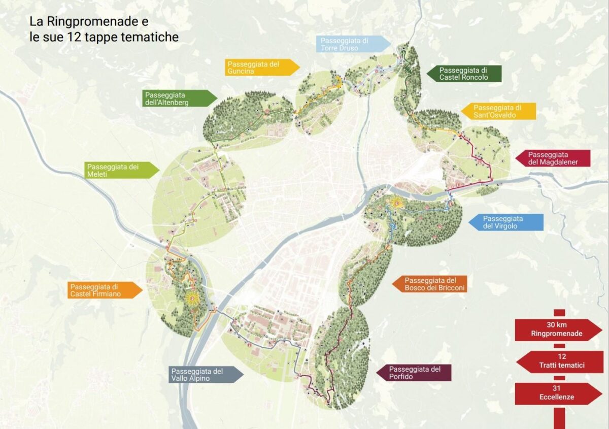 Map of Ringpromenade with different belvederes